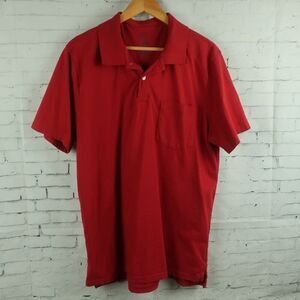 ST JOHNS BAY RED COTTON SHORT SLEEVE COLLARED 2 BUTTON SHIRT SIZE LARGE
